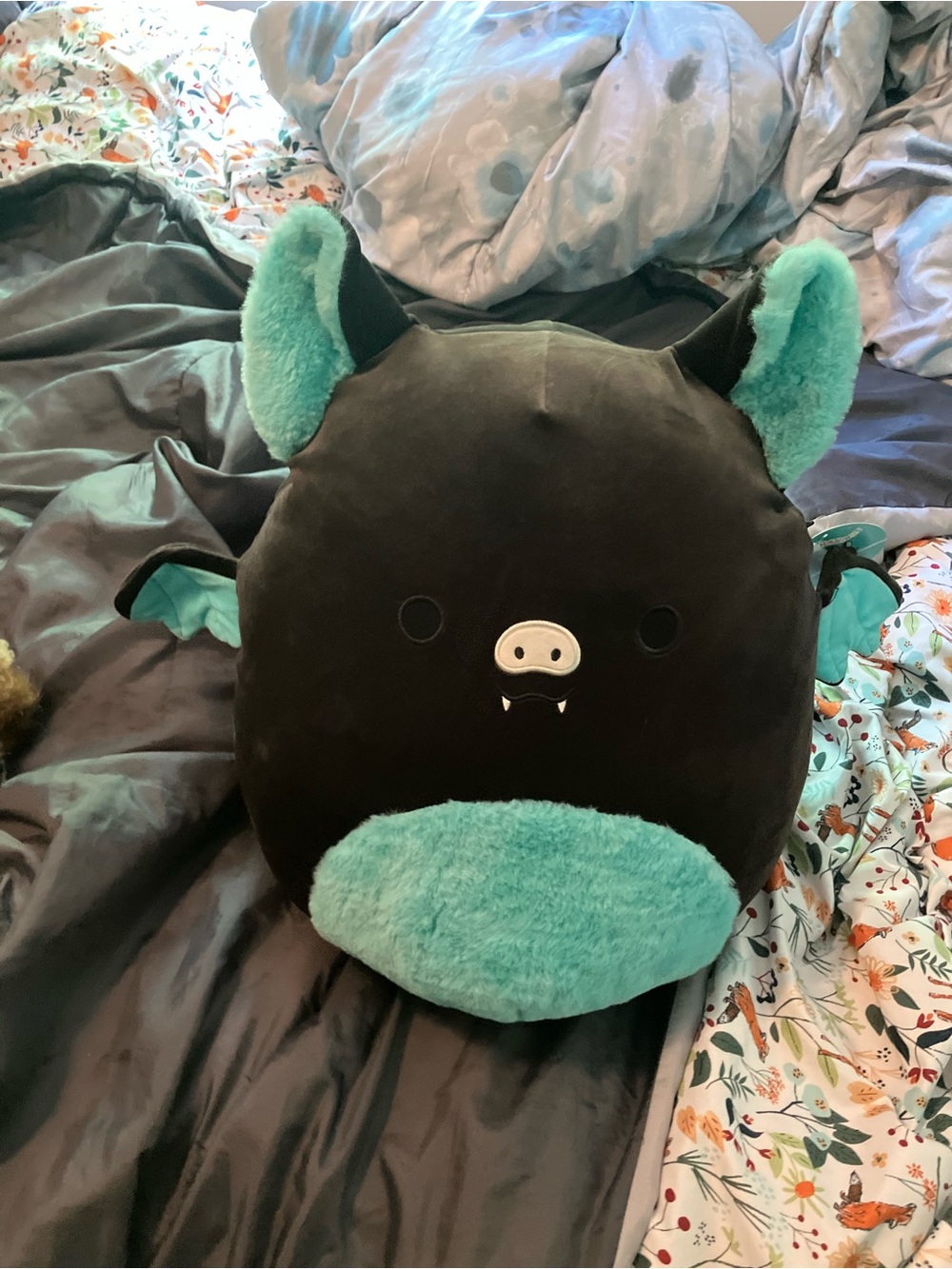 Squishmallows Black and Teal Bat Plush